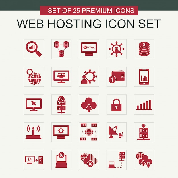 Web Hosting icons set vector