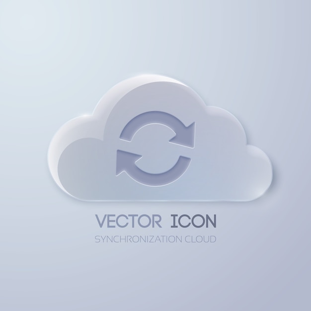 Web icon concept with glass cloud and rotation sign