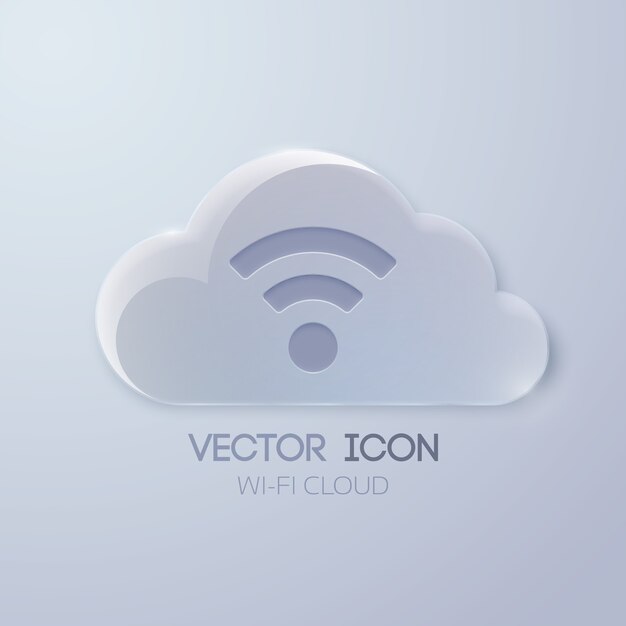 유리 구름 및 무선 기호 웹 아이콘 개념