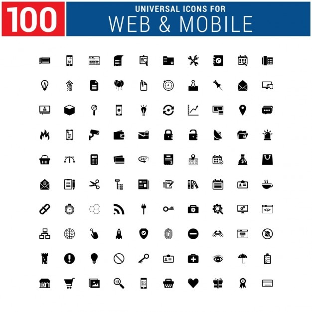 Бесплатное векторное изображение 100 универсальный иконка