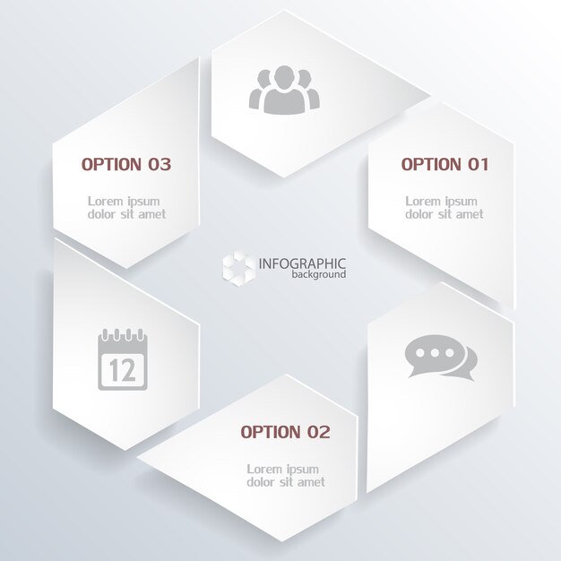 六角形の灰色の要素と分離されたアイコンとWebインフォグラフィックの概念