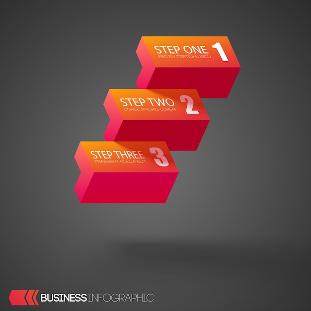 Web infographic template with light horizontal geometric blocks and three options on dark