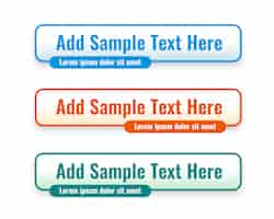 Free vector web lower third banners set in three colors