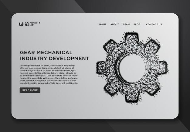 Collezione di modelli di progettazione di pagine web di gear mechanical cog wheel abstract wireframe da punti e linee illustrazione vettoriale