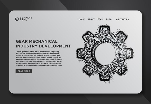 Web page design templates collection of Gear Mechanical Cog Wheel Abstract Wireframe from dots and lines Vector Illustration