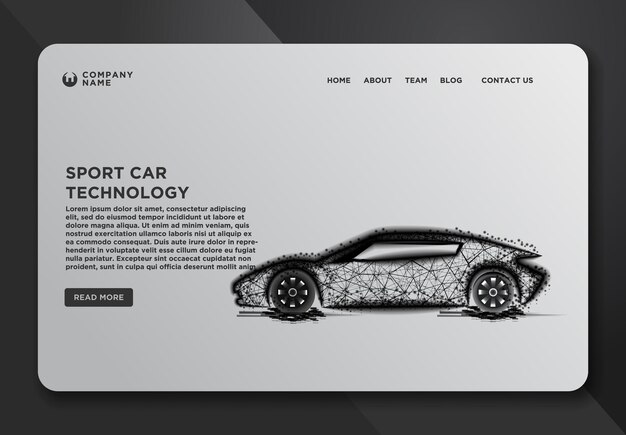 Web page design templates collection of Sport car Industrial Technology Abstract Wireframe from dot and lines design