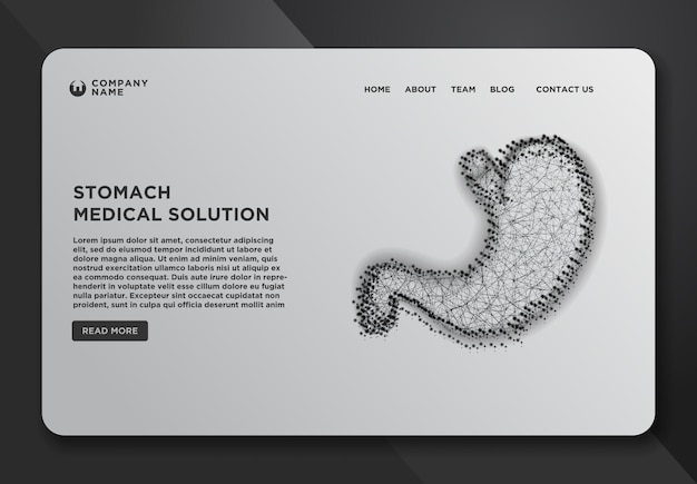 Web page design templates collection of stomach  the concept of treatment of the digestive system abstract wireframe from dot and lines design vector illustration