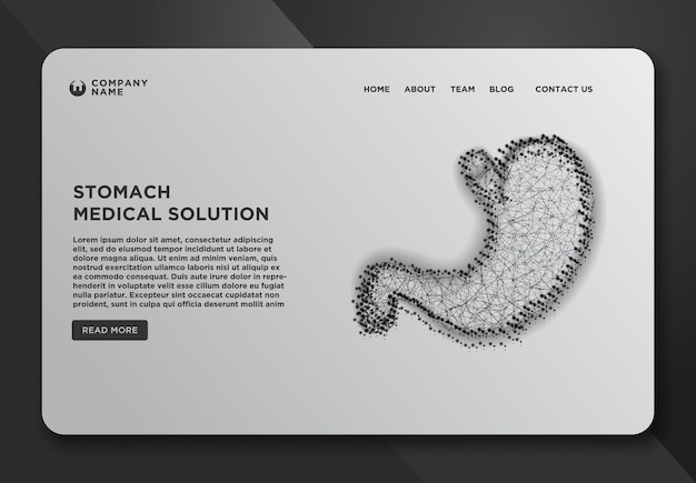 Vettore gratuito collezione di modelli di progettazione di pagine web di stomaco il concetto di trattamento dell'apparato digerente abstract wireframe da punti e linee design illustrazione vettoriale