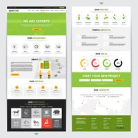 Web page vertical design set with new project symbols