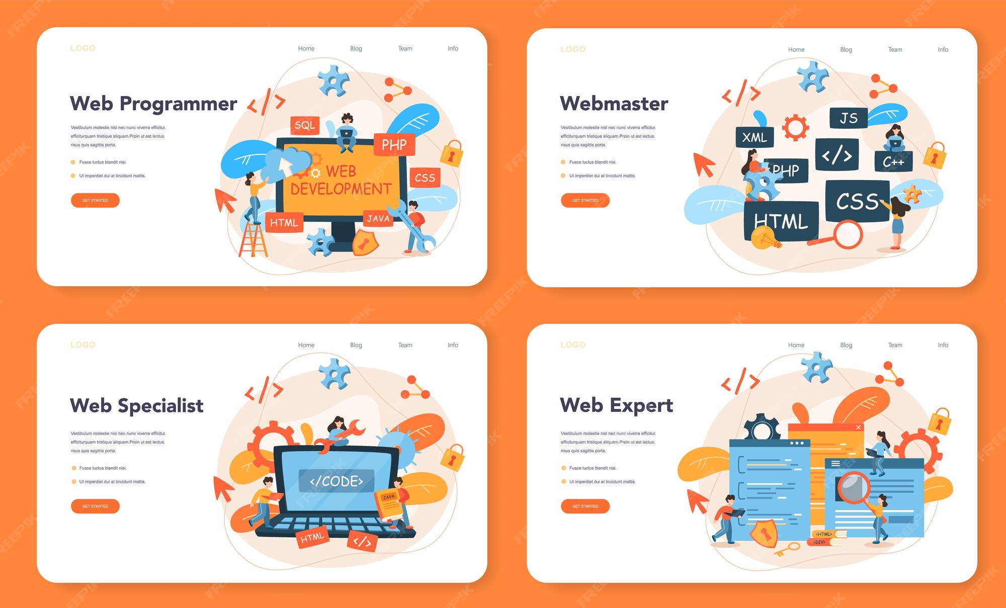 Premium Vector | Web programming web layout or landing page set. coding ...