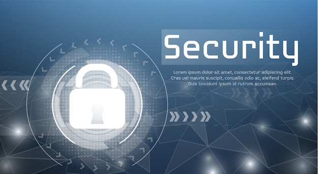 Web security illustration of secure access and cyber encryption lock for authorized access.