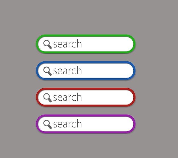 Web SSearch Bars with includes Four color versions.