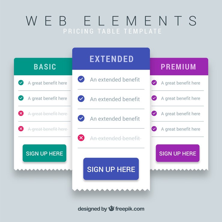 Free Vector web tables template
