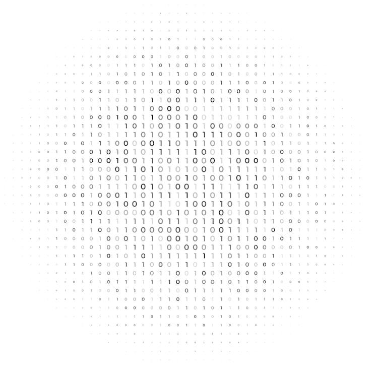 Free Vector web tech white background with binary code algorithm numbers