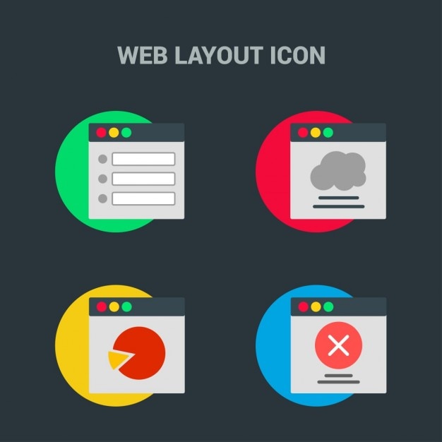 Web template, 4 icons on black background