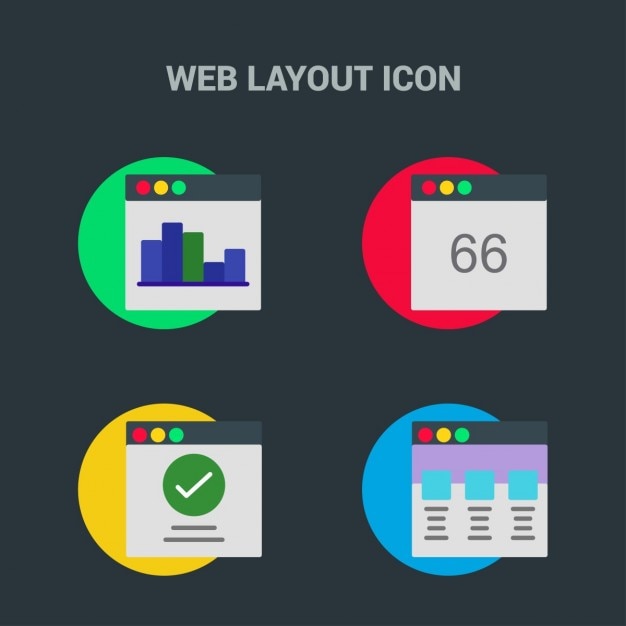 Web template, icons on black background