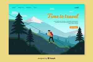 Free vector web template for traveling landing page