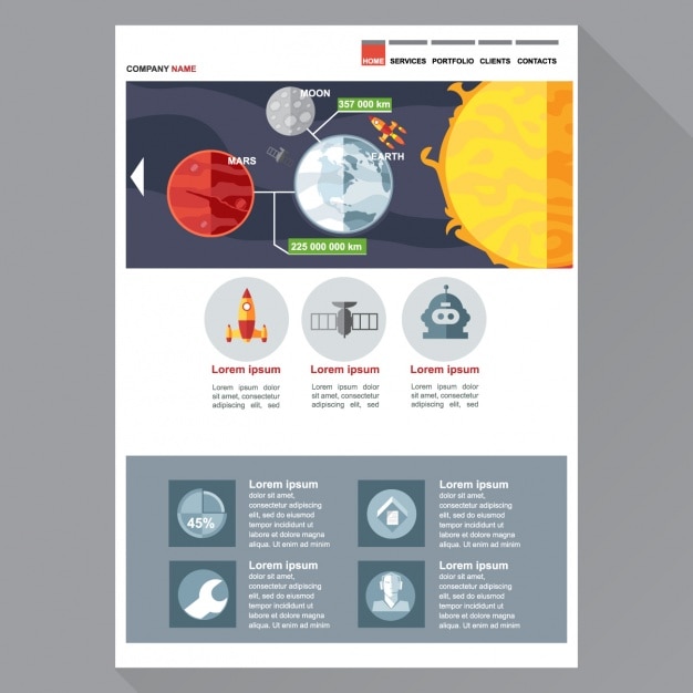 Vettore gratuito web template con elementi galattici