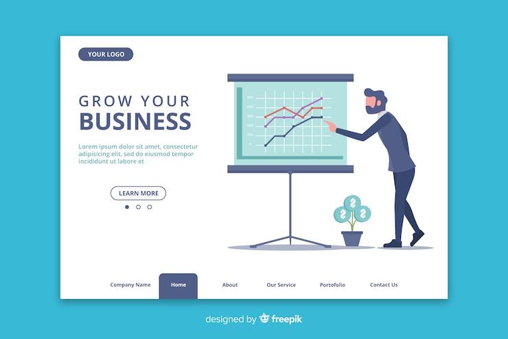 Free Vector web template with statistics in flat design