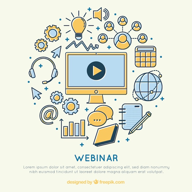 Free vector webinar background with many elements