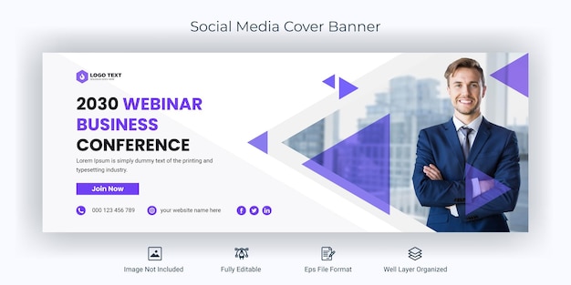 Вебинар бизнес-конференция социальные сети facebook обложка баннер шаблон