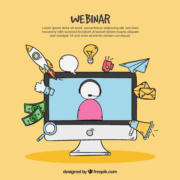 Stile disegnato di concetto di webinar a disposizione