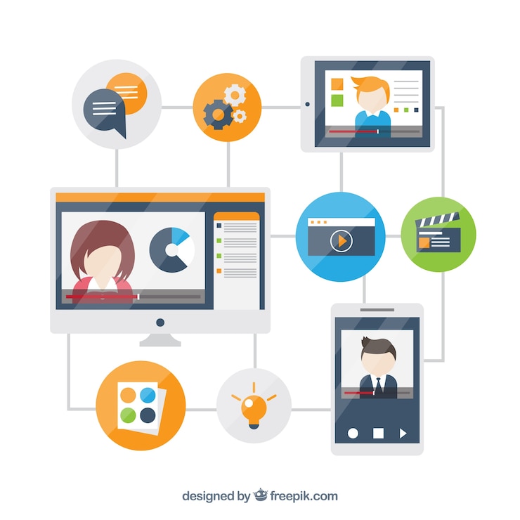 Free Vector webinar concept with elements