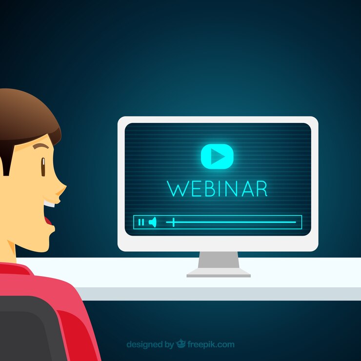 Free Vector webinar concept with man looking at screen