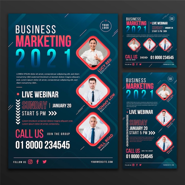 Free vector webinar flyers template