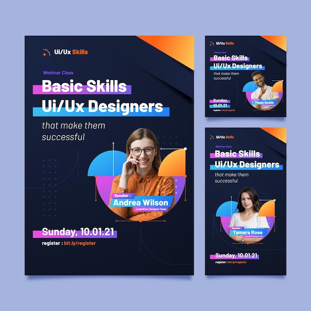 Free vector webinar flyers template