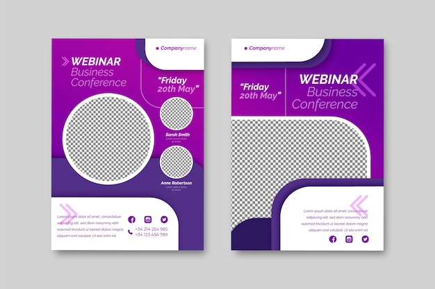 Free vector webinar flyers template