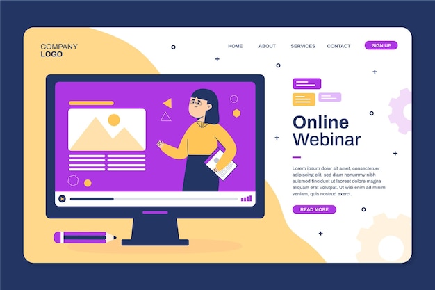 Free vector webinar home page template