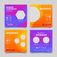 Vettore gratuito raccolta di post instagram webinar