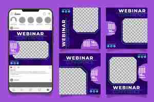 Free vector webinar instagram post collection