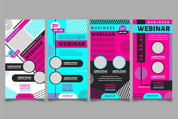 Free vector webinar instagram story collection