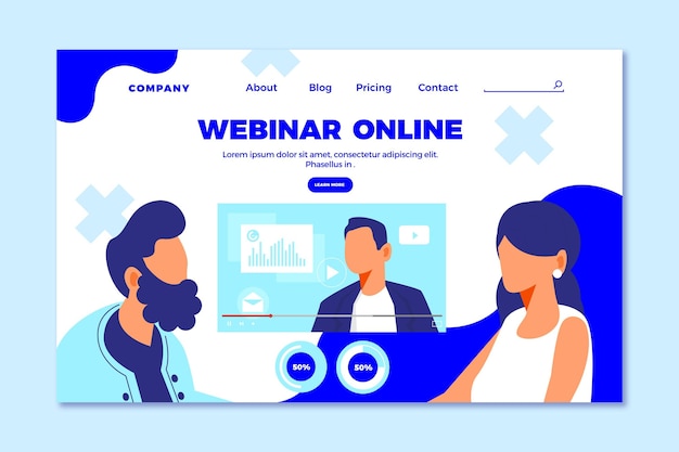 Free vector webinar landing page template