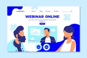 Vettore gratuito modello di pagina di destinazione del webinar