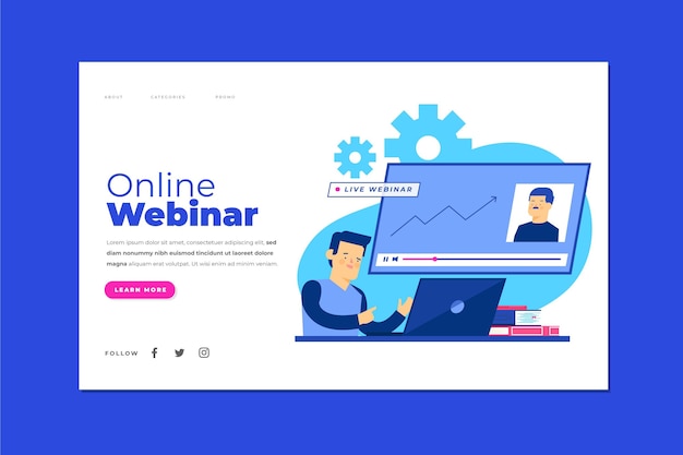 Free vector webinar landing page template