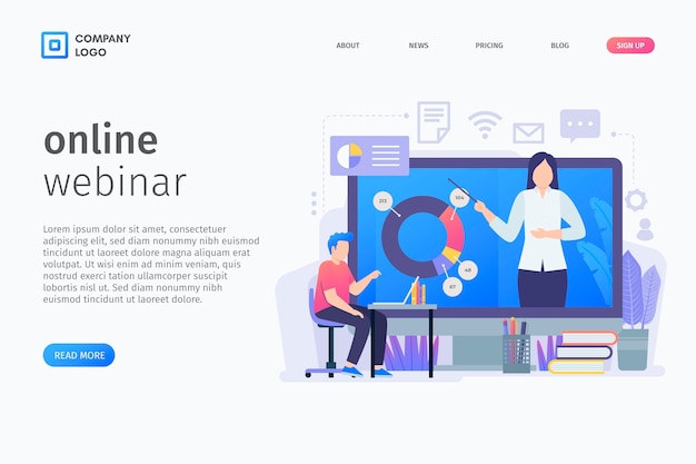 Free vector webinar landing page template