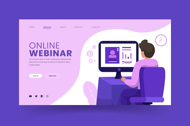 Free vector webinar landing page template