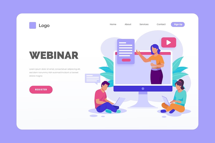 Free Vector webinar landing page template