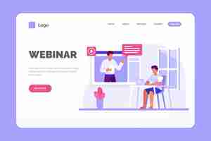 Free vector webinar landing page template