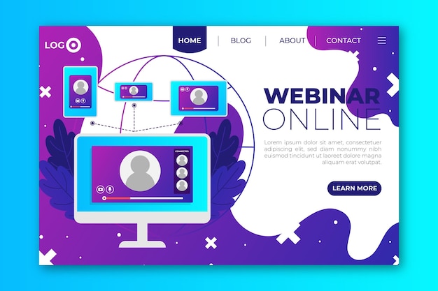 Vettore gratuito modello di pagina di destinazione del webinar