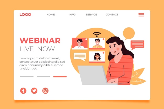 Free vector webinar landing page template