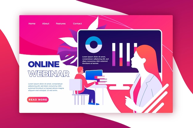 Free vector webinar landing page template