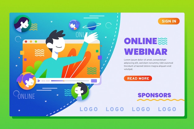 Free vector webinar landing page template