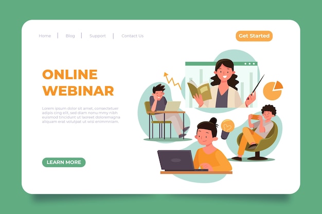 Free vector webinar landing page template