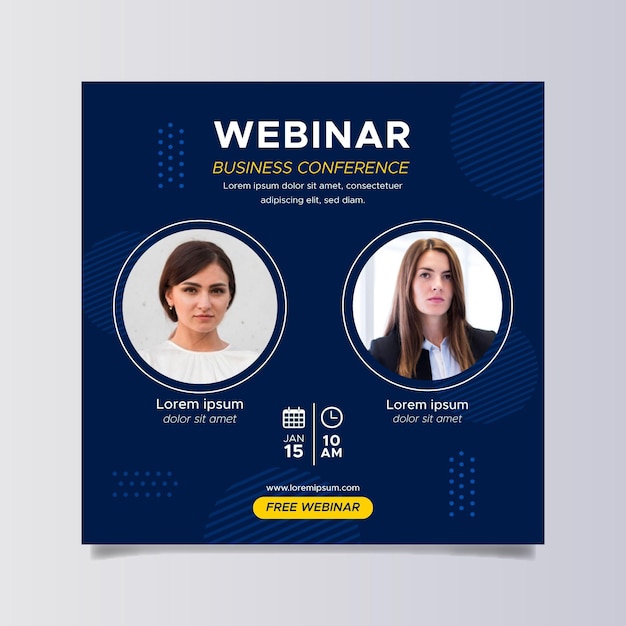 Free vector webinar square flyer template