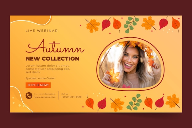 Free vector webinar template for autumn season celebration