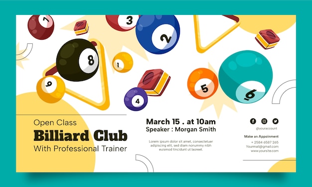 Webinar template for billiards club and pool game